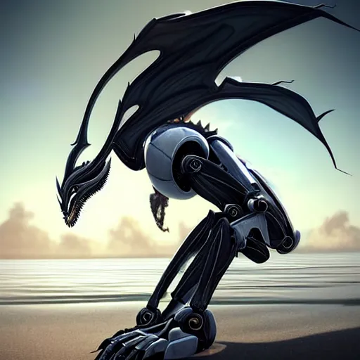 Image similar to looking up at a highly detailed 300 foot tall giant exquisite beautiful female warframe, as an anthropomorphic robot dragon, posing elegantly over your tiny form, detailed legs looming over you, camera on the ground, at the beach on a sunset, sleek streamlined design, streamlined matte black armor, sharp detailed claws, detailed sharp robot dragon feet, worms eye view, giantess shot, upward shot, ground view shot, leg shot, front shot, cinematic shot, high quality warframe fanart, captura, realistic, professional digital art, high end digital art, furry art, giantess art, anthro art, DeviantArt, artstation, Furaffinity, 8k HD render, epic lighting