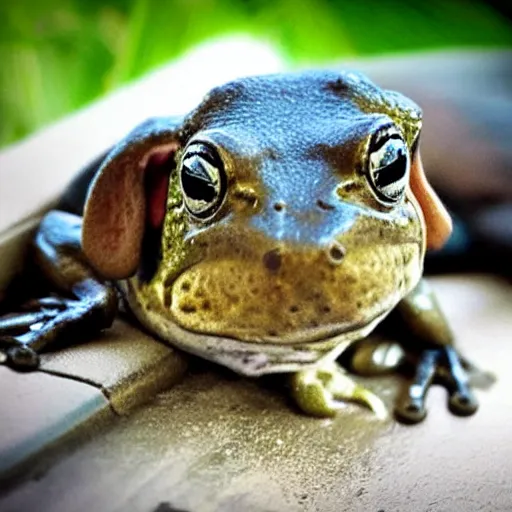 Image similar to puppy dog eyes on a frog