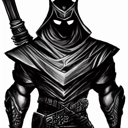 Prompt: a highly detailed sketch drawing of a man wearing a epic shadow hero costume