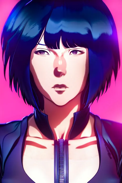 Image similar to a fullbody portrait of motoko kusanagi the major ghost in the shell : : stand alone complex, under repairs, maintenance : : by ilya kuvshinov, rossdraws, artgerm, sola digital arts, anti aliasing, raytracing : :