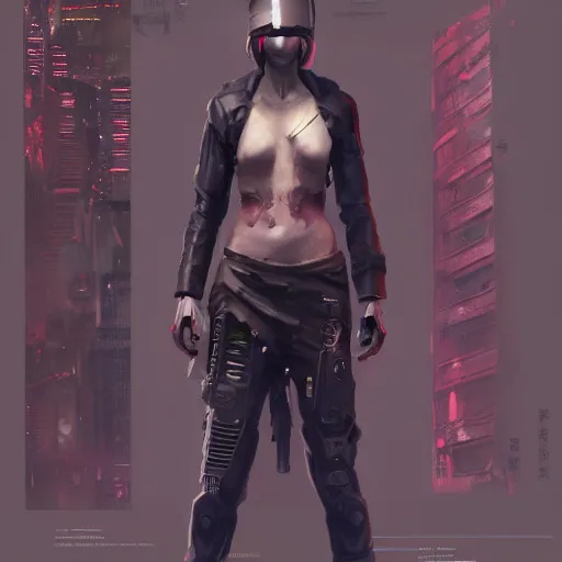 Image similar to cyberpunk character, full body shot, concept art, character sheet, painted by stanley lau, painted by greg rutkowski, painted by stanley artgerm, digital art, trending on artstation