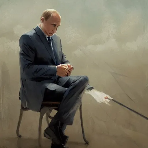 Image similar to picture the putin runs lavrov as a puppet, painting by greg rutkowski