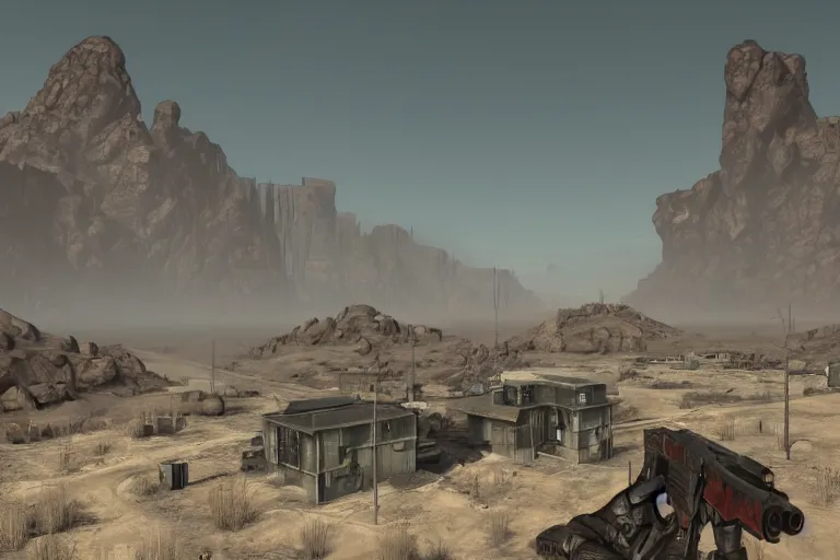 Image similar to beautiful matte masterpiece inspired by fallout : new vegas game, artstation,