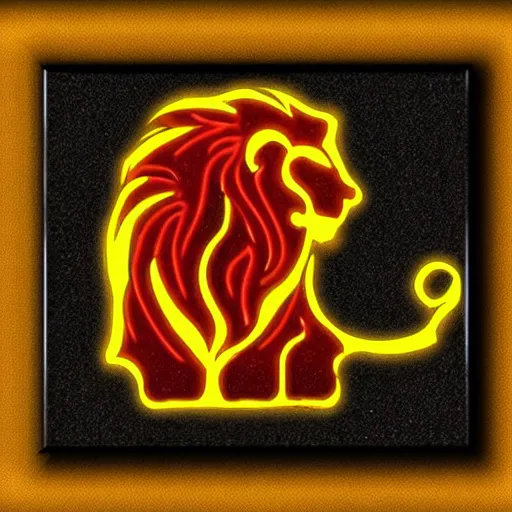 Image similar to fire lion, art, neon, firing
