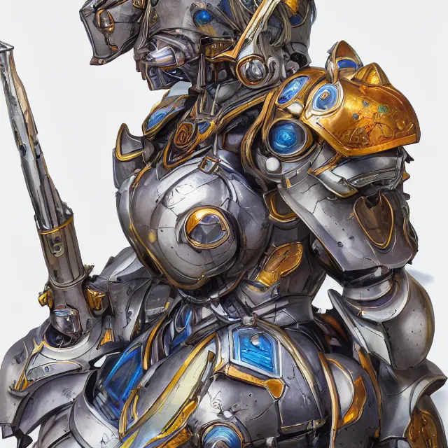 Image similar to studio portrait of lawful good colorful female holy mecha paladin absurdly beautiful, elegant, young sensual graceful woman, ultrafine hyperrealistic detailed face illustration by kim jung gi, irakli nadar, intricate linework, sharp focus, bright colors, matte, octopath traveler, final fantasy, unreal engine highly rendered, global illumination, radiant light, intricate environment