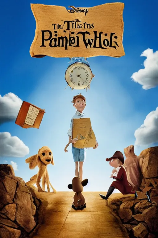 Image similar to disney the phantom tollbooth movie poster, cgi, cinema, realistic