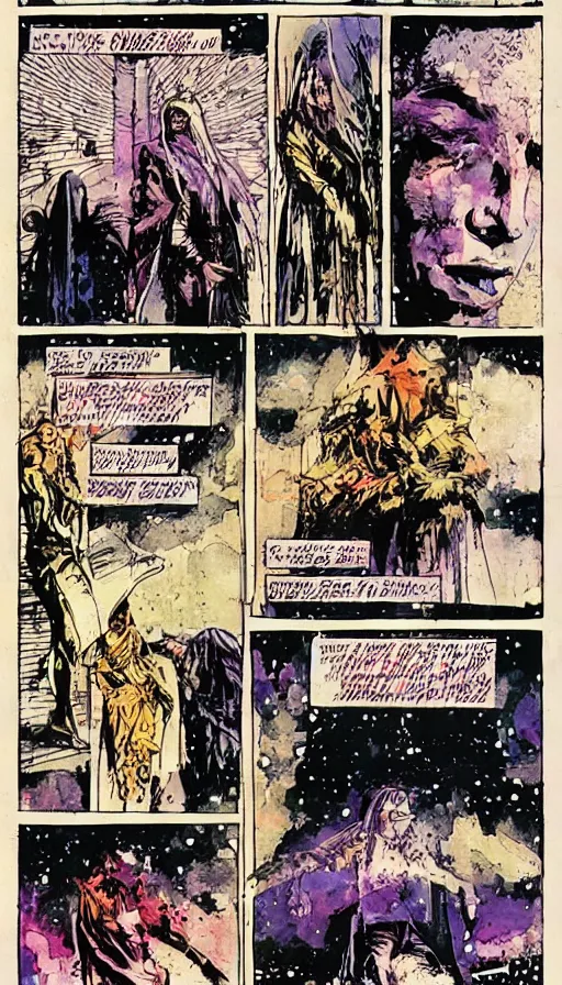 Image similar to religious hard science fiction comic by, bill sienkiewicz