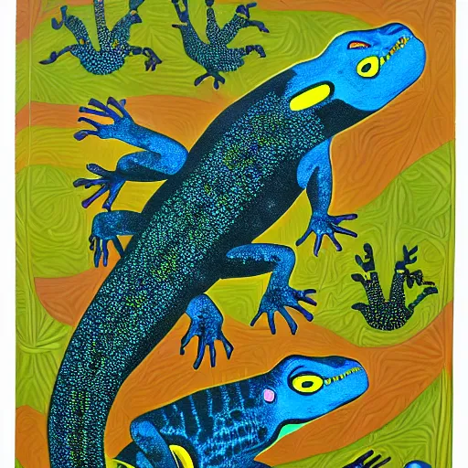 Image similar to australian aboriginal dreamtime lizard mural