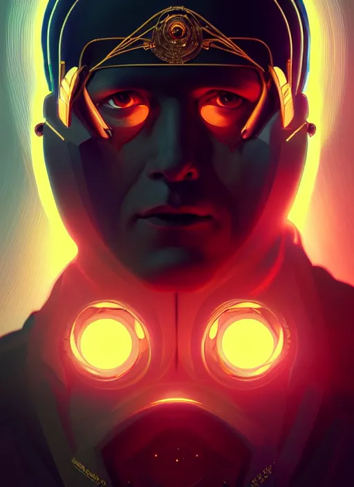 Image similar to symmetry!! portrait of napoleon bonaparte, sci - fi, tech wear, glowing lights!! intricate, elegant, highly detailed, digital painting, artstation, concept art, smooth, sharp focus, illustration, art by artgerm and greg rutkowski and alphonse mucha