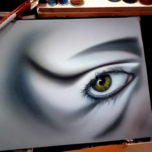 Prompt: ultra realistic airbrush art by masao saito