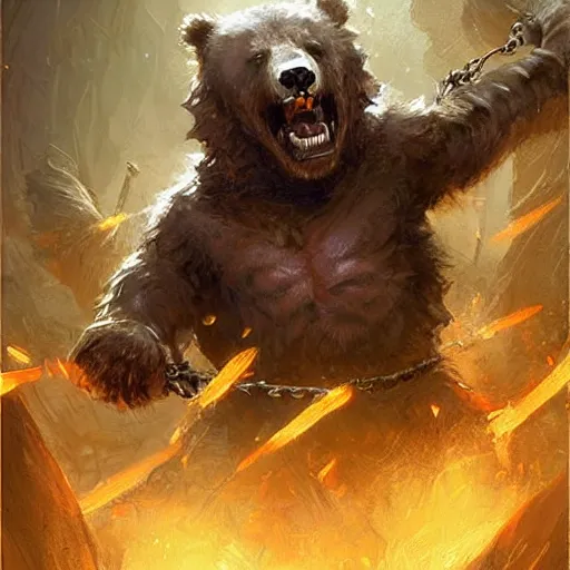 Image similar to a deadly bear trap, chained knife, hearthstone art style, epic fantasy style art by Craig Mullins, fantasy epic digital art, epic fantasy card game art by Greg Rutkowski