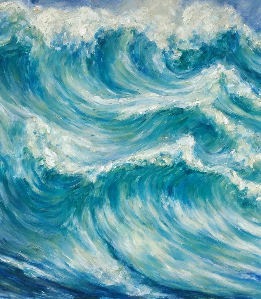 an impasto oil painting of a beautiful hawaiian waves, | Stable ...