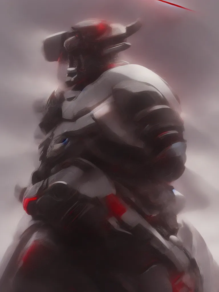 Image similar to “A detailed portrait of a giant robot panda dressed as a samurai, anime, trending on artstation, octane render, cgsociety, 4K, 8K”