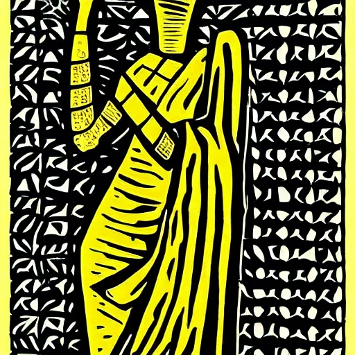 Image similar to african lino cut, high contrast