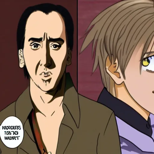 Prompt: nicolas cage, anime style