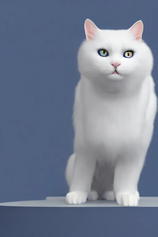 Prompt: a white cat with blue eyes wearing a red formal overcoat, hyperrealistic, concept art, octane render, unreal engine 5, realistic and defined face, profile picture, digital art, pixar and disney style, symmetrical, high quality, highly detailed, high coherence, path traced, house background, low contrast, beautiful