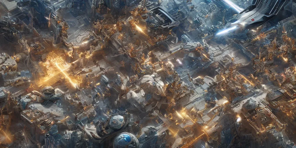 Prompt: God's Angels and Cherubs in a war against a singular collosal futuristic machine, tilt shift, realistic 4k octane beautifully detailed render, 4k post-processing, highly detailed, intricate complexity, epic composition, magical atmosphere, cinematic lighting, masterpiece, ultra hd