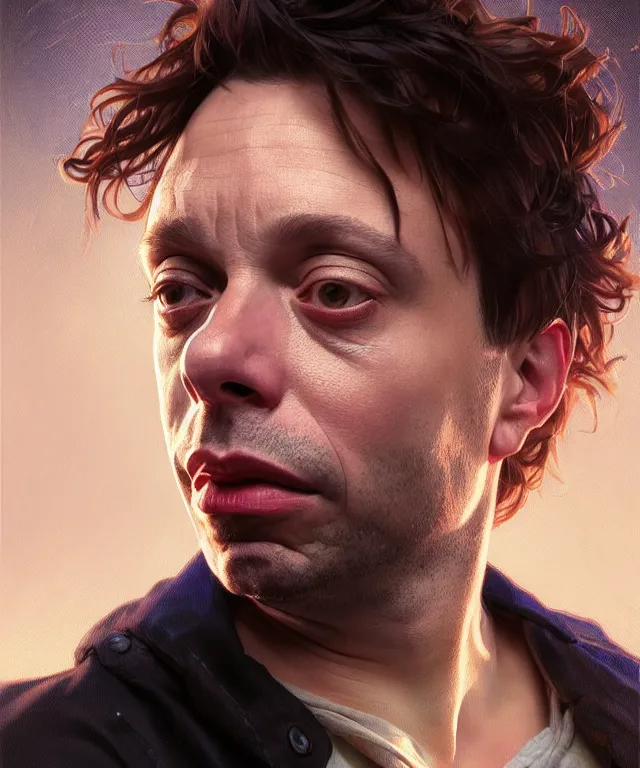 Prompt: portrait of chris kattan strung out on surge, posed, intricate, headshot, highly detailed, digital painting, artstation, concept art, sharp focus, cinematic lighting, illustration, art by artgerm and greg rutkowski, alphonse mucha, cgsociety