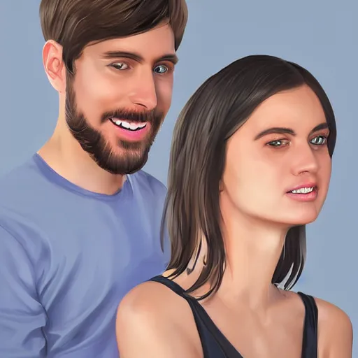 Image similar to portrait of a young couple by the most trending digital artists