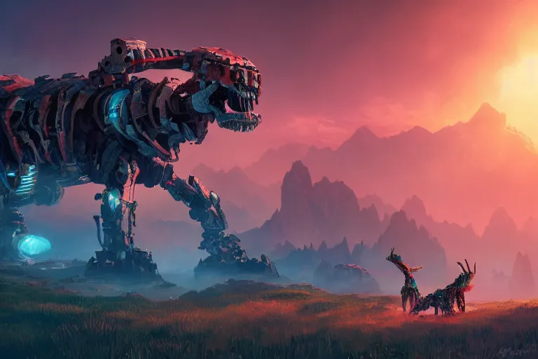 Image similar to tremortusk machine mecanical creature robot of horizon forbidden west horizon zero dawn bioluminiscence global illumination ray tracing hdr fanart arstation by ian pesty and alena aenami artworks in 4 k