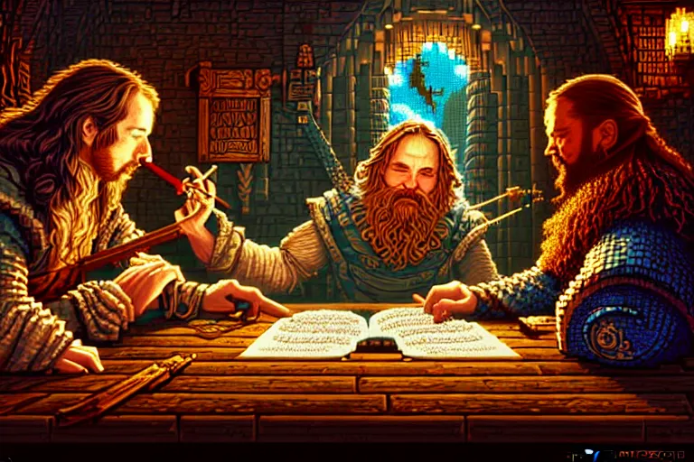 Image similar to the bard's tale, beautiful detailed pixelart by albertov, intricate details, beautiful, dithered gradients, volumetric lighting, cgsociety, artstation, smooth, sharp focus, 2 d illustration, amazing art by dan mumford, old school computer game graphics, pixel art