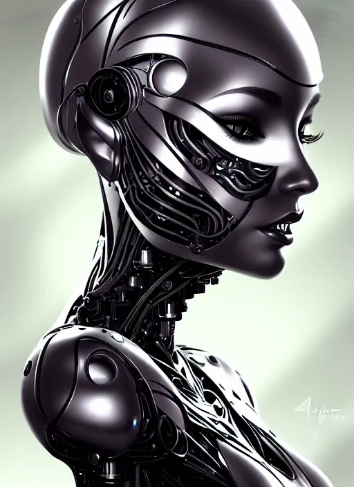 Prompt: portrait of a organic robot woman by Artgerm, biomechanical, hyper detailled, diffuse atmosphere, trending on artstation