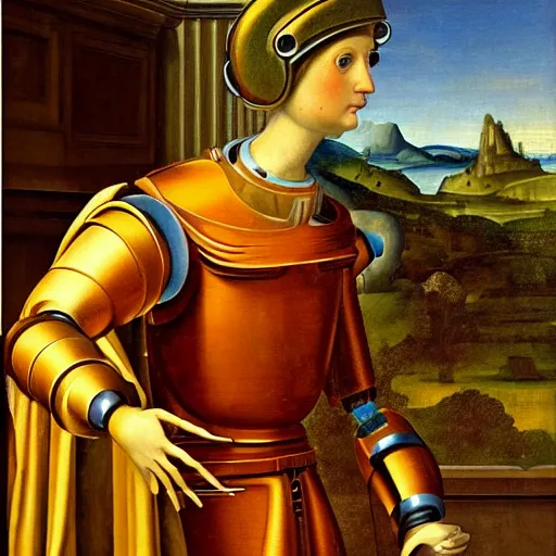 Image similar to a robot as the subject of a renaissance era painting