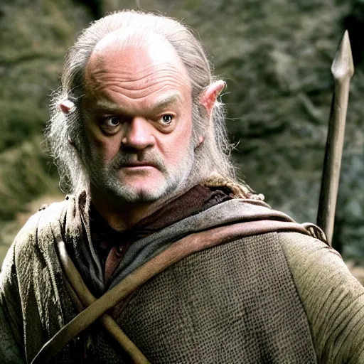 Prompt: kelsey grammar as a hobbit in lord of the rings, 4 k hd film still