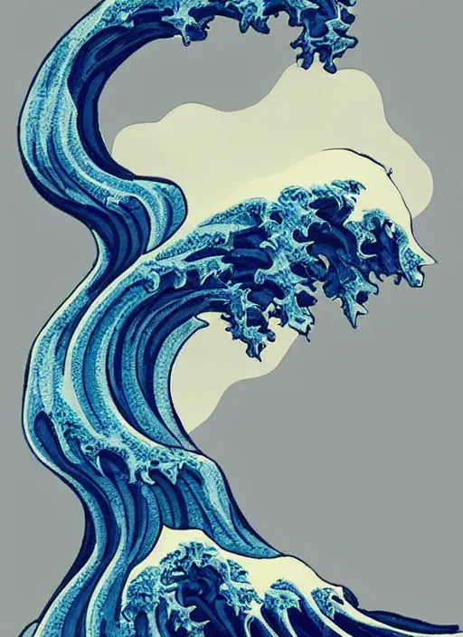 Image similar to stylised bust sculpture of The Great Wave off Kanagawa, beautiful studio lighting