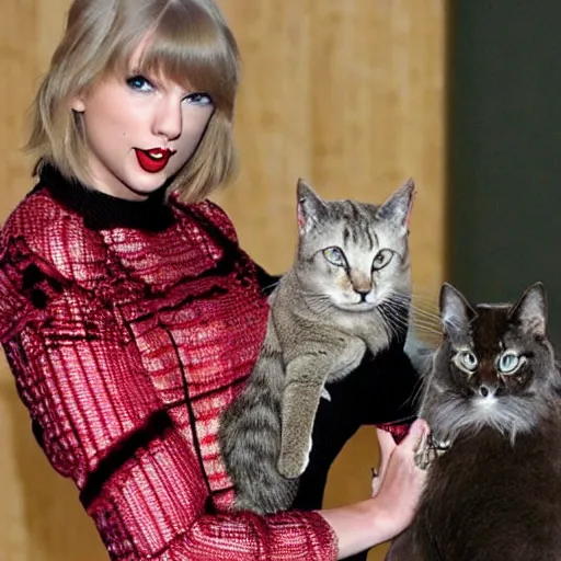 Image similar to Taylor Swift with her cats