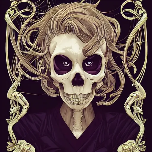 Image similar to anime manga skull portrait young woman ape monkey skeleton, intricate, elegant, highly detailed, digital art, ffffound, art by JC Leyendecker and sachin teng