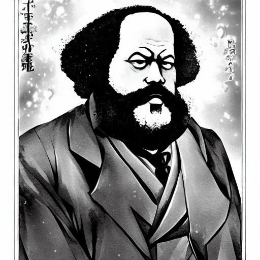 Image similar to beautiful amazing anime portrait painting of karl marx. by koyoharu gotouge, kohei horikoshi, tatsuya endo, satoshi kon