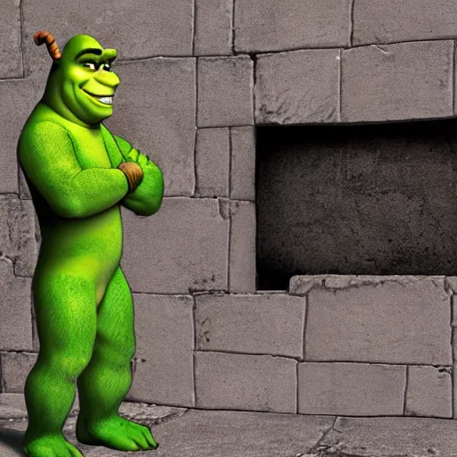 Prompt: shrek on death row