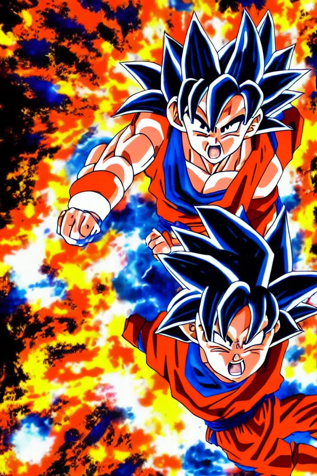 Image similar to poster of Goku by yoji ahi Kawa