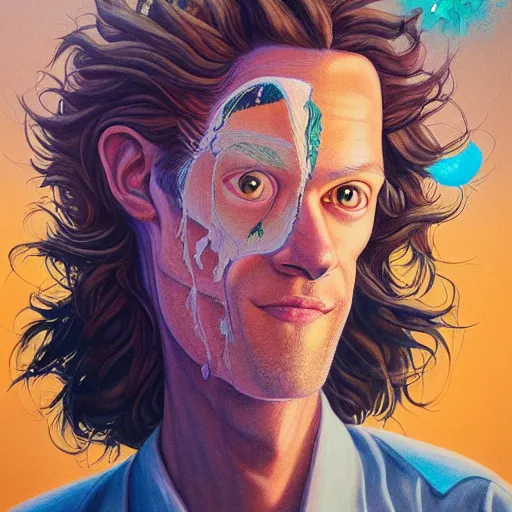 Image similar to lucky projector portrait by gaston bussierre and charles vess and james jean and erik jones and rhads, inspired by rick and morty, epic, funny, huge scale, beautiful fine face features, intricate high details, sharp, ultradetailed