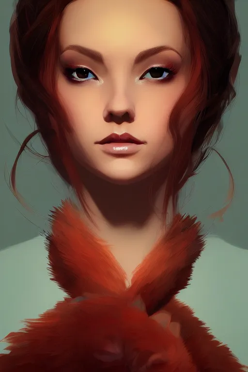 Image similar to a detailed portrait of a beautiful woman with ( red panda ) features, in professional makeup, dramatic lighting, by lois van baarle, ilya kuvshinov, greg rutkowski, 4 k, trending on artstation