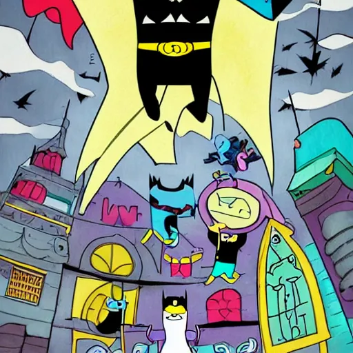 Prompt: batman in adventure time style