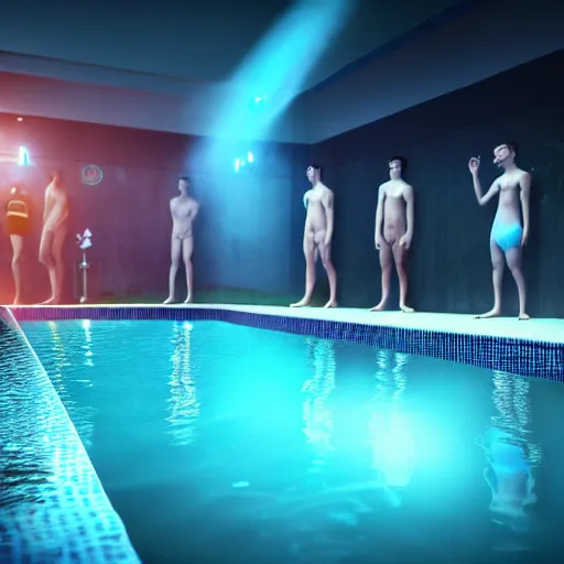 Prompt: a photo of a group of friends about to jump in a swimming pool ultra realistic, lens flare, atmosphere, glow, detailed, intricate, full of colour, cinematic lighting, trending on artstation, 4 k, hyperrealistic, focused, extreme details, unreal engine 5, cinematic, masterpiece, ultra realistic, hyper realistic, highly detailed, sharp focus, digital art