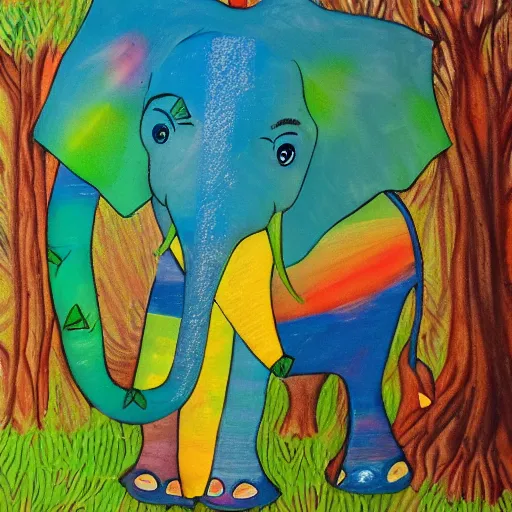 Image similar to colorful elephant in an outstretched forest