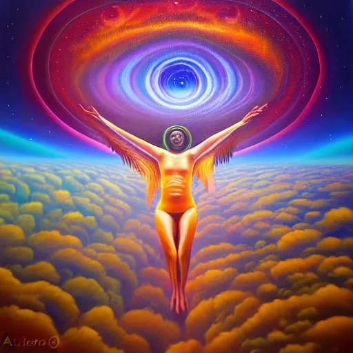 Image similar to ayahuasca journey above earth, astral spirit space journey in oil painting, ayahuasca, trending on artstation, award winning, emotional, highly detailed ethereal surrealist art