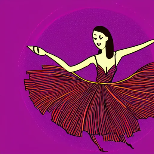 Prompt: a digital illustration of a beautiful woman dancing