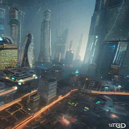 Prompt: photo of a futuristic city in a dystopian future made of electronic components. Very detailed 8k. Unreal engine 5 render with nanite, global illustration and path tracing. Cinematic post processing.