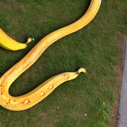 Prompt: a very long banana snake