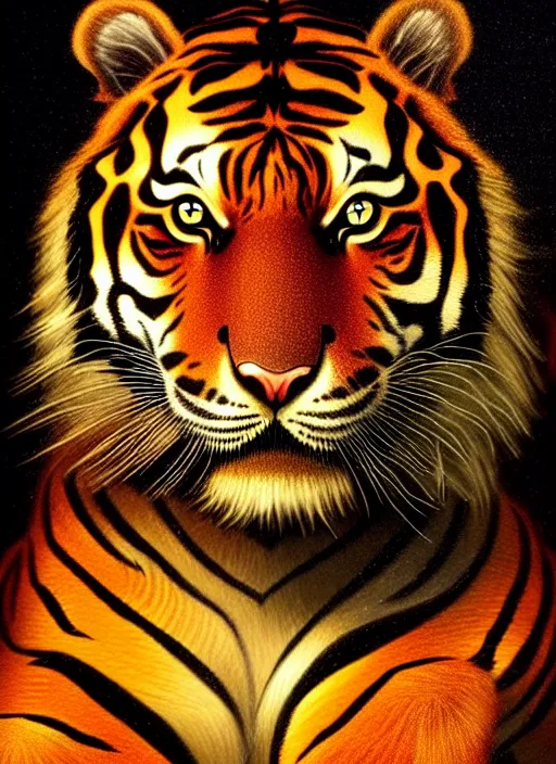 This is a tiger portrait. This menacing tiger have great orange