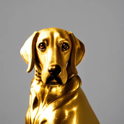 Prompt: A Golden Statue of a Beagle, 8k, exquisite detail, studio lighting, museum exhibit