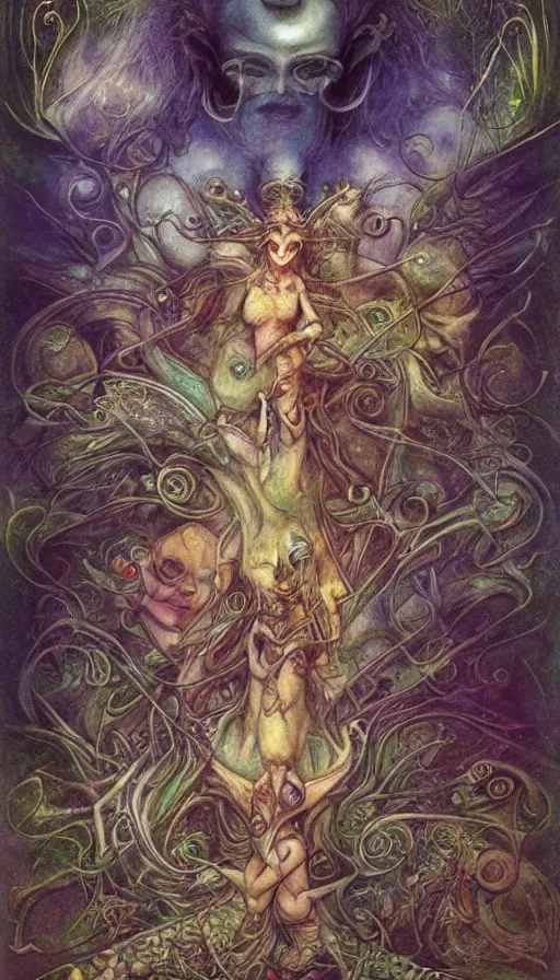 Image similar to psytrance artwork, by brian froud