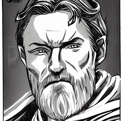 Image similar to Dungeons and Dragons character art of Obi Wan Kenobi with bow and arrows