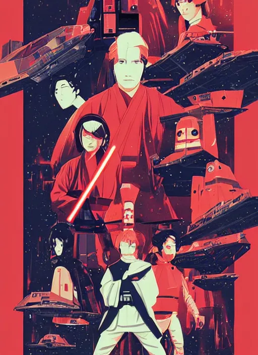 Image similar to a japanese movie poster for star wars, poster art by james gilleard, cgsociety, retrofuturism, movie poster, poster art, concert poster