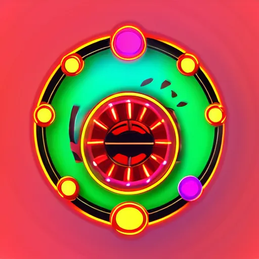 Image similar to detailed roulette icon, solana, neon style