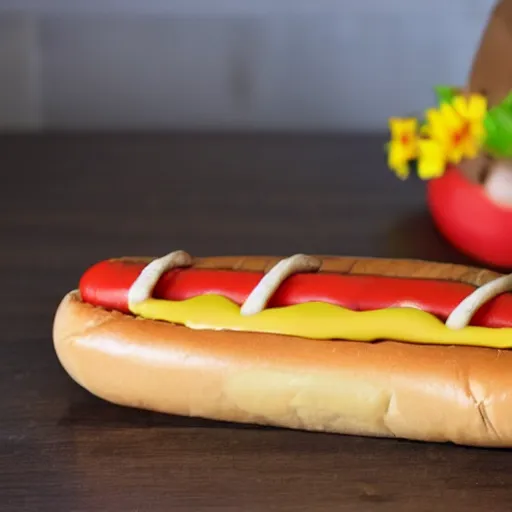 Prompt: a hotdog shaped as a caterpillar